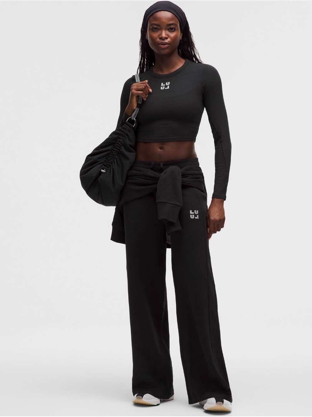lululemon athletica Black Wide-Leg Joggers with Logo - Picture 2 of 6